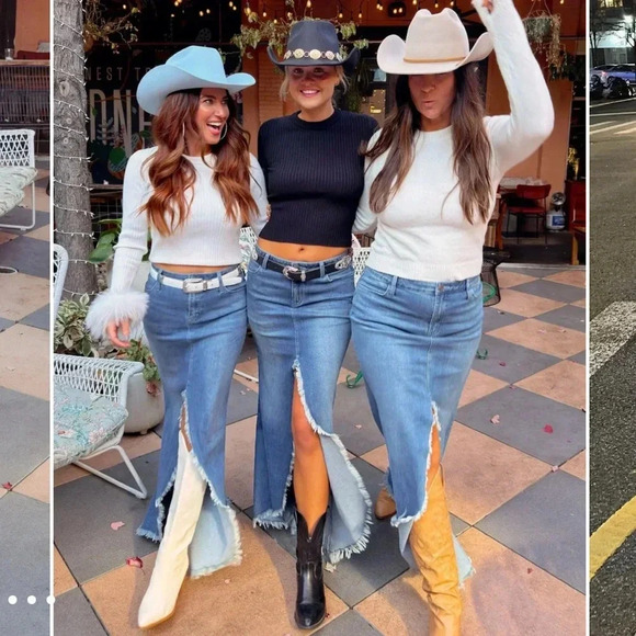 NWT Show Me your Mumu Reba Denim Maxi Skirt size 27 - Picture 4 of 16